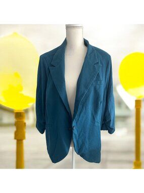 MODCLOTH Women's Teal 3/4 Blazer Jacket Size 4X